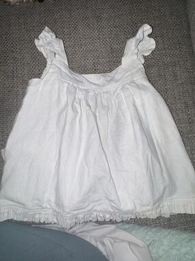 Red Beans Girls White Ruffled Backless Tank Top - Lightweight Summer Top Size 5